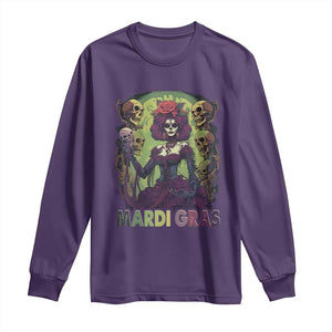 Mardi Gras Long Sleeve Shirt Voodoo Queen Skeleton Witch Creepy Skull TS09 Purple Print Your Wear