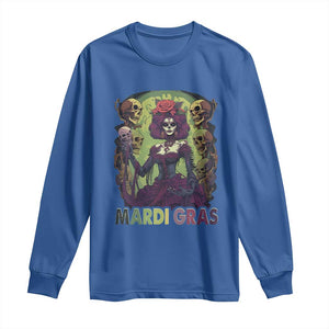 Mardi Gras Long Sleeve Shirt Voodoo Queen Skeleton Witch Creepy Skull TS09 Royal Blue Print Your Wear