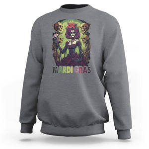 Mardi Gras Sweatshirt Voodoo Queen Skeleton Witch Creepy Skull TS09 Charcoal Printyourwear