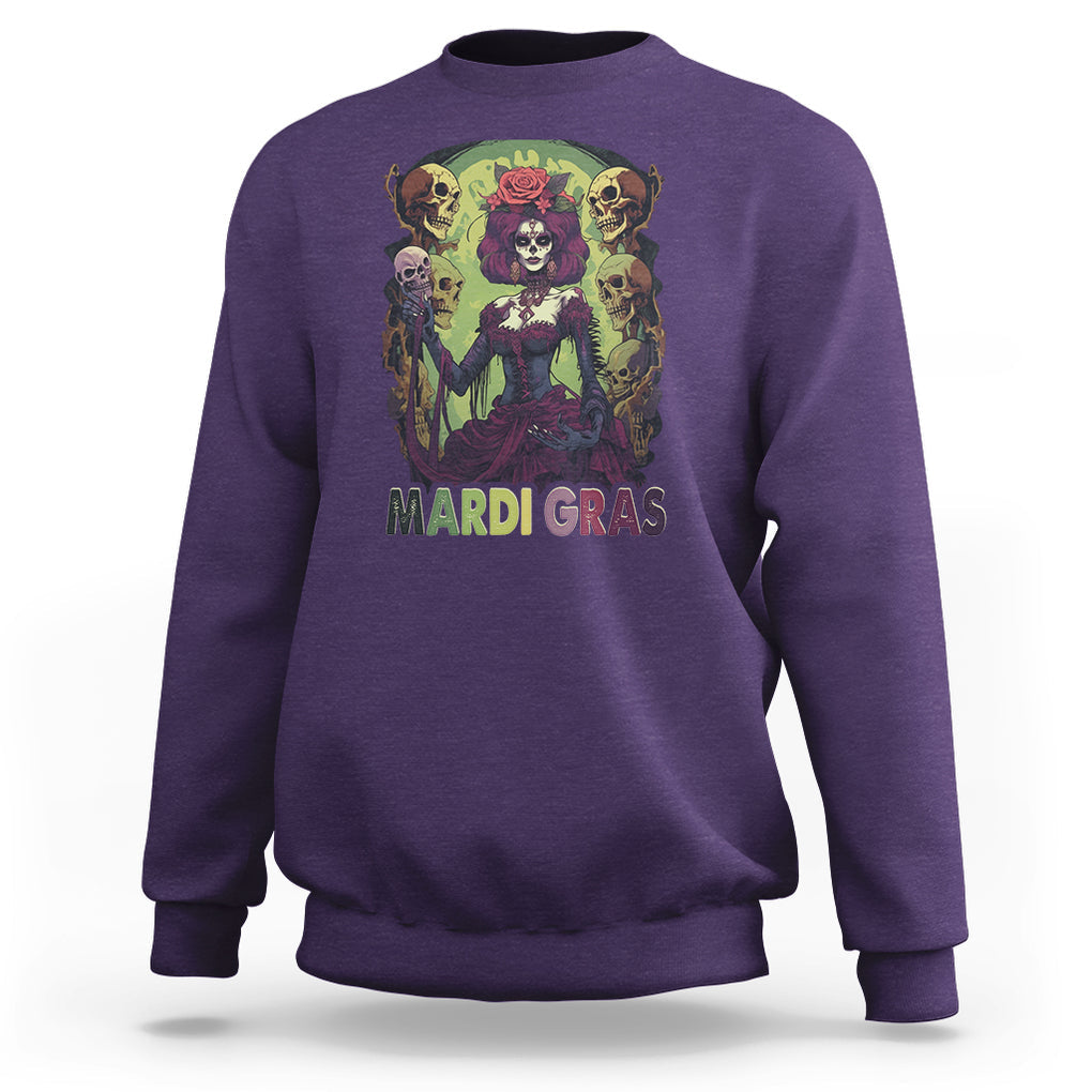Mardi Gras Sweatshirt Voodoo Queen Skeleton Witch Creepy Skull TS09 Purple Printyourwear