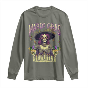 Mardi Gras Long Sleeve Shirt Voodoo Queen Creepy Doll TS09 Military Green Print Your Wear