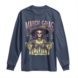 Mardi Gras Long Sleeve Shirt Voodoo Queen Creepy Doll TS09 Navy Print Your Wear