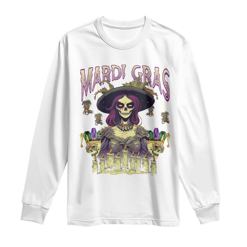 Mardi Gras Long Sleeve Shirt Voodoo Queen Creepy Doll TS09 White Print Your Wear