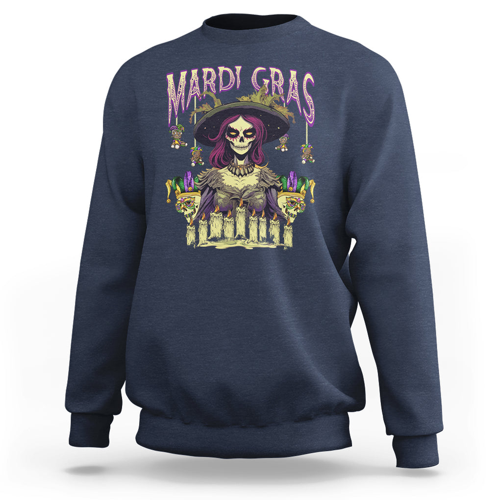 Mardi Gras Sweatshirt Voodoo Queen Creepy Doll TS09 Navy Printyourwear