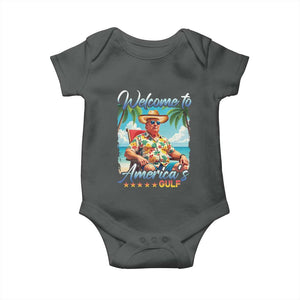 Funny Trump Baby Onesie Welcome To America's Gulf Beach Sarcastic Satirical TS09 Dark Heather Print Your Wear