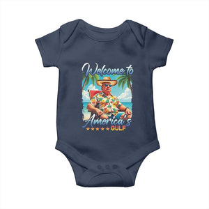 Funny Trump Baby Onesie Welcome To America's Gulf Beach Sarcastic Satirical TS09 Navy Print Your Wear