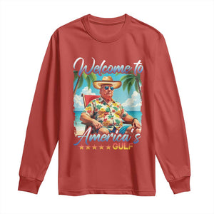 Funny Trump Long Sleeve Shirt Welcome To America's Gulf Beach Sarcastic Satirical TS09 Red Print Your Wear