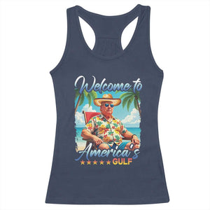 Funny Trump Racerback Tank Top Welcome To America's Gulf Beach Sarcastic Satirical TS09 Navy Print Your Wear