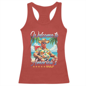 Funny Trump Racerback Tank Top Welcome To America's Gulf Beach Sarcastic Satirical TS09 Red Print Your Wear