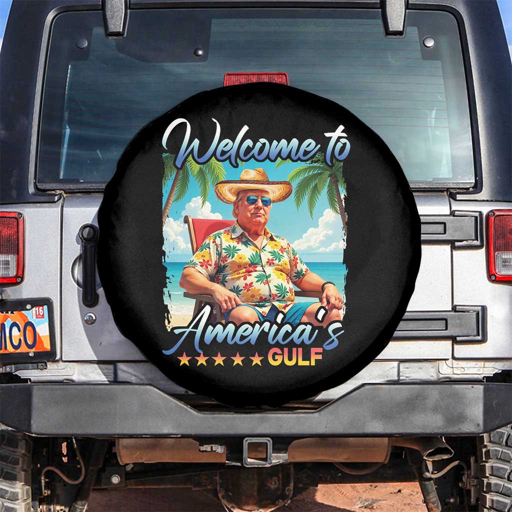 Funny Trump Spare Tire Cover Welcome To America's Gulf Beach Sarcastic Satirical TS09 No hole Black Print Your Wear