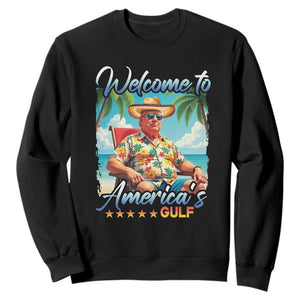 Funny Trump Sweatshirt Welcome To America's Gulf Beach Sarcastic Satirical TS09 Black Print Your Wear