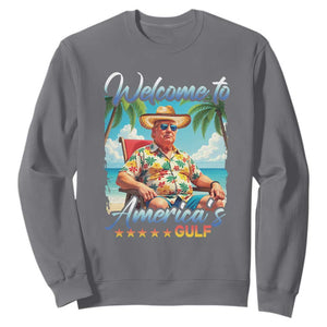 Funny Trump Sweatshirt Welcome To America's Gulf Beach Sarcastic Satirical TS09 Charcoal Print Your Wear