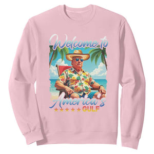 Funny Trump Sweatshirt Welcome To America's Gulf Beach Sarcastic Satirical TS09 Light Pink Print Your Wear