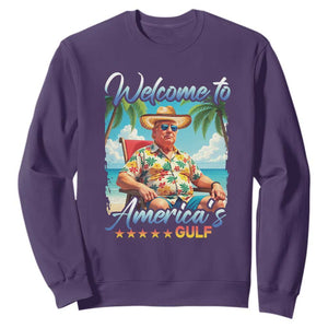 Funny Trump Sweatshirt Welcome To America's Gulf Beach Sarcastic Satirical TS09 Purple Print Your Wear