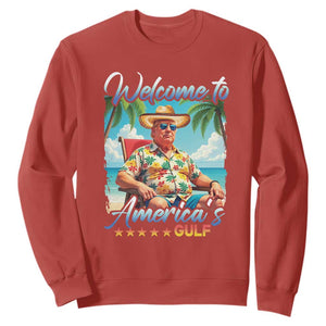 Funny Trump Sweatshirt Welcome To America's Gulf Beach Sarcastic Satirical TS09 Red Print Your Wear