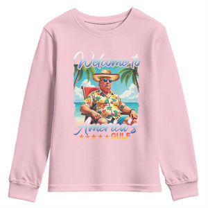 Funny Trump Youth Sweatshirt Welcome To America's Gulf Beach Sarcastic Satirical TS09 Light Pink Print Your Wear