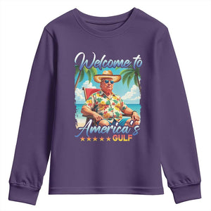 Funny Trump Youth Sweatshirt Welcome To America's Gulf Beach Sarcastic Satirical TS09 Purple Print Your Wear