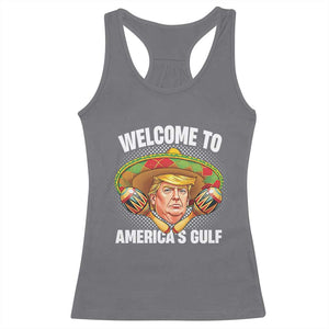 Funny Trump Racerback Tank Top Welcome To America's Gulf Sombrero Mexico TS09 Charcoal Print Your Wear