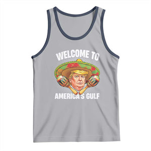 Funny Trump Tank Top Welcome To America's Gulf Sombrero Mexico TS09 Athletic Heather Navy Print Your Wear