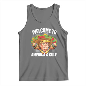 Funny Trump Tank Top Welcome To America's Gulf Sombrero Mexico TS09 Black Heather Print Your Wear