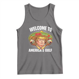 Funny Trump Tank Top Welcome To America's Gulf Sombrero Mexico TS09 Deep Heather Print Your Wear