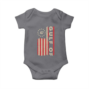 Trump 47 Baby Onesie Gulf Of USA American Flag TS09 Charcoal Print Your Wear