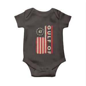 Trump 47 Baby Onesie Gulf Of USA American Flag TS09 Dark Chocolate Print Your Wear