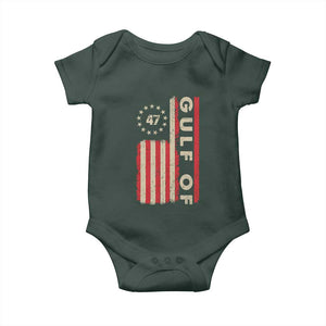 Trump 47 Baby Onesie Gulf Of USA American Flag TS09 Dark Forest Green Print Your Wear