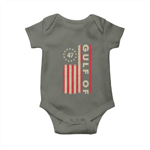 Trump 47 Baby Onesie Gulf Of USA American Flag TS09 Military Green Print Your Wear