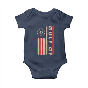 Trump 47 Baby Onesie Gulf Of USA American Flag TS09 Navy Print Your Wear