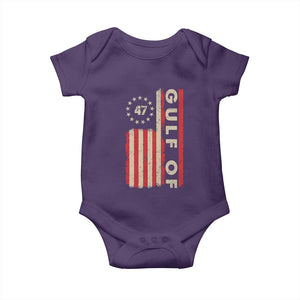 Trump 47 Baby Onesie Gulf Of USA American Flag TS09 Purple Print Your Wear