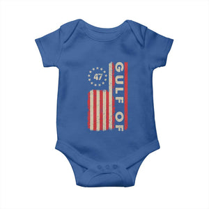 Trump 47 Baby Onesie Gulf Of USA American Flag TS09 Royal Blue Print Your Wear