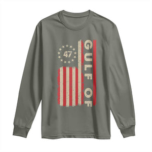 Trump 47 Long Sleeve Shirt Gulf Of USA American Flag TS09 Military Green Print Your Wear