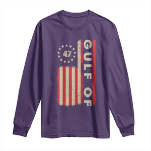 Trump 47 Long Sleeve Shirt Gulf Of USA American Flag TS09 Purple Print Your Wear