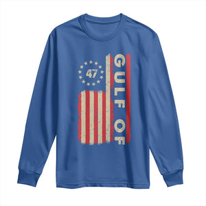 Trump 47 Long Sleeve Shirt Gulf Of USA American Flag TS09 Royal Blue Print Your Wear