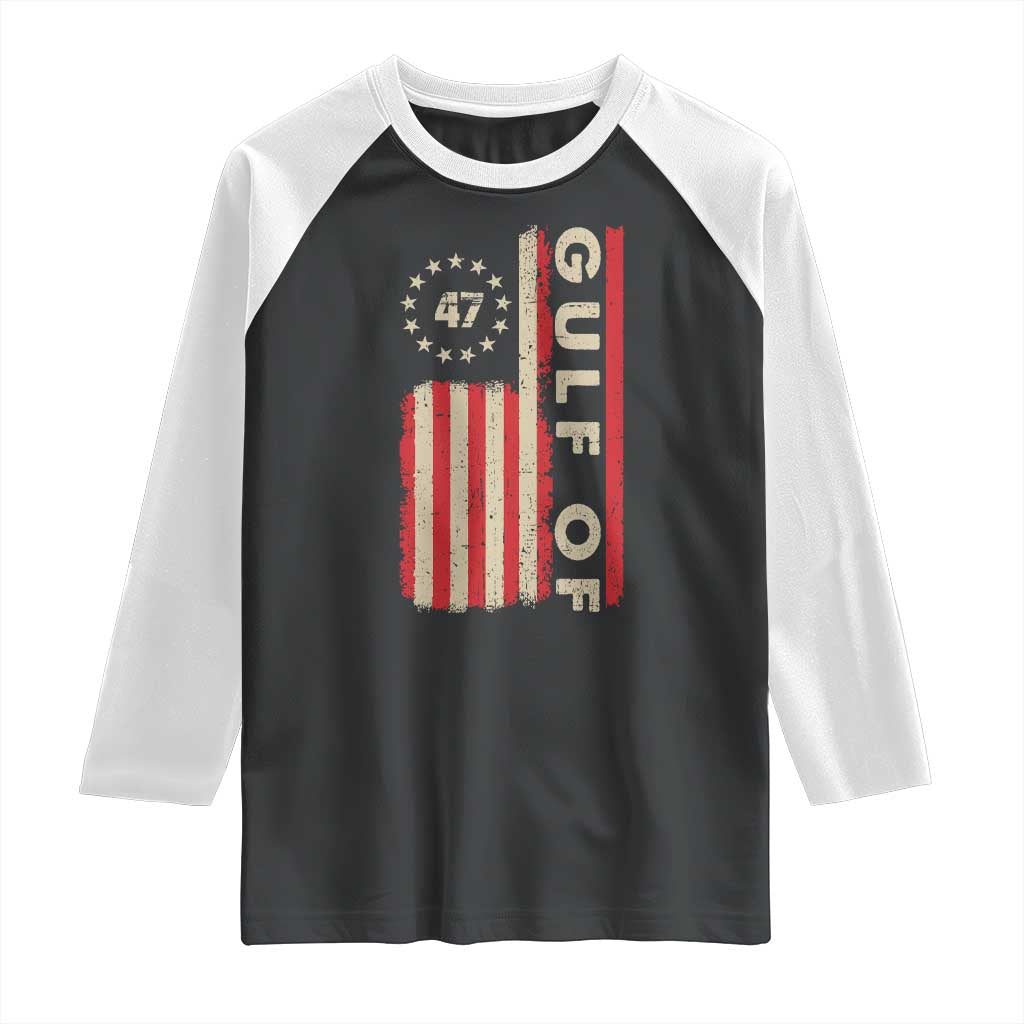 Trump 47 Raglan Shirt Gulf Of USA American Flag TS09 Black White Print Your Wear