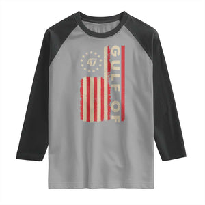 Trump 47 Raglan Shirt Gulf Of USA American Flag TS09 Sport Gray Black Print Your Wear