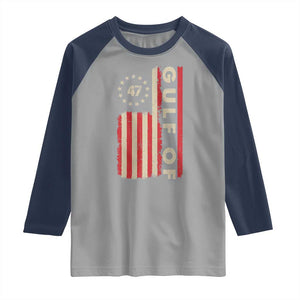 Trump 47 Raglan Shirt Gulf Of USA American Flag TS09 Sport Gray Navy Print Your Wear