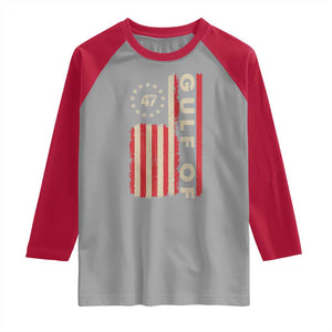 Trump 47 Raglan Shirt Gulf Of USA American Flag TS09 Sport Gray Red Print Your Wear