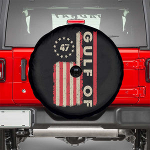 Trump 47 Spare Tire Cover Gulf of USA American Flag TS09 Black Print Your Wear