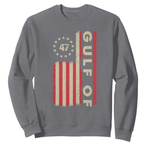 Trump 47 Sweatshirt Gulf Of USA American Flag TS09 Charcoal Print Your Wear