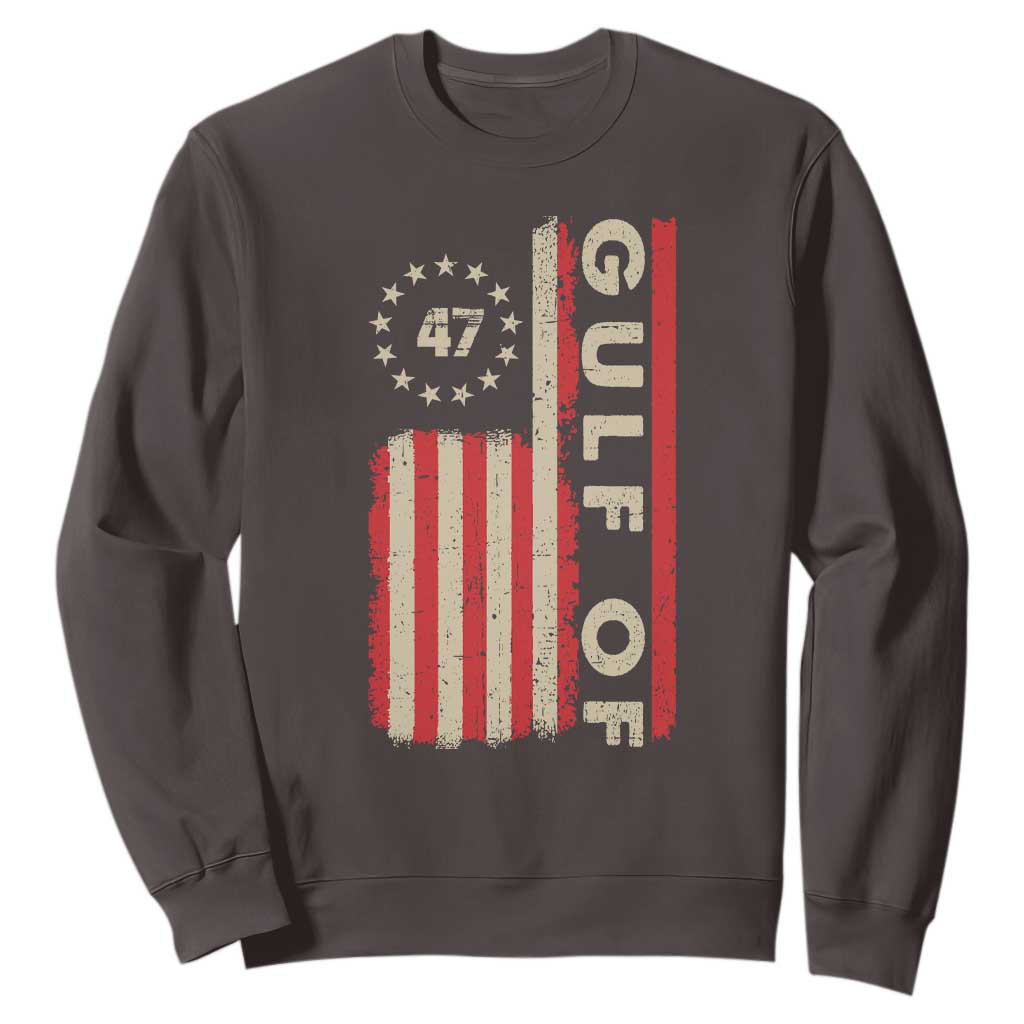 Trump 47 Sweatshirt Gulf Of USA American Flag TS09 Dark Chocolate Print Your Wear