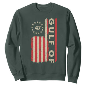 Trump 47 Sweatshirt Gulf Of USA American Flag TS09 Dark Forest Green Print Your Wear