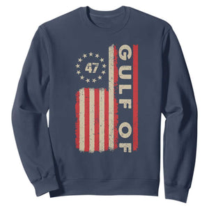 Trump 47 Sweatshirt Gulf Of USA American Flag TS09 Navy Print Your Wear