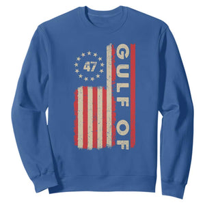 Trump 47 Sweatshirt Gulf Of USA American Flag TS09 Royal Blue Print Your Wear