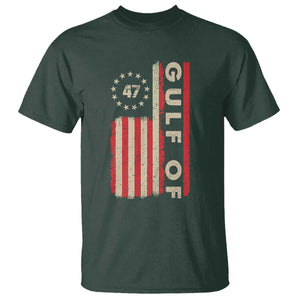 Trump 47 T Shirt Gulf Of USA American Flag TS09 Dark Forest Green Print Your Wear