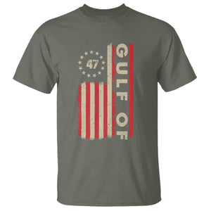 Trump 47 T Shirt Gulf Of USA American Flag TS09 Military Green Print Your Wear