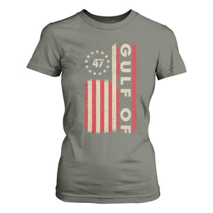 Trump 47 T Shirt For Women Gulf Of USA American Flag TS09 Military Green Print Your Wear