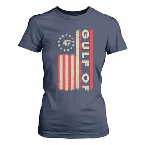 Trump 47 T Shirt For Women Gulf Of USA American Flag TS09 Navy Print Your Wear