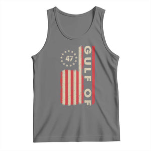 Trump 47 Tank Top Gulf Of USA American Flag TS09 Black Heather Print Your Wear